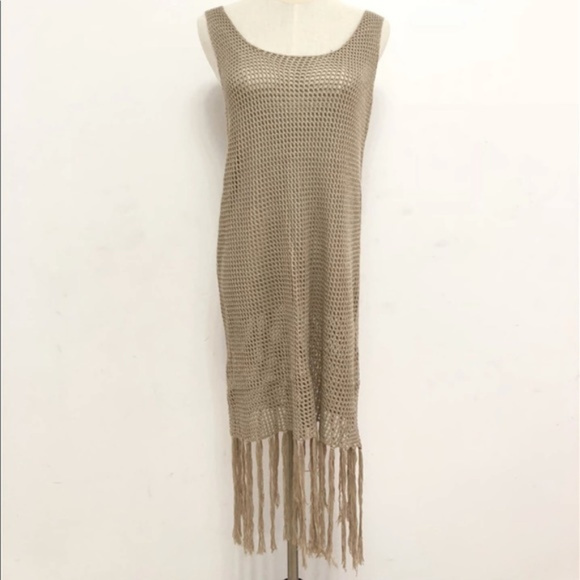 Sexy Khaki Sheer Mesh Beach Bikini Coverup Dress - Picture 2 of 8